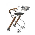 Trustcare Let's Go Indoor rollator - walnoot/chroom  + dienblad en mandje - TrustCare