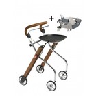 Trustcare Let's Go Indoor walker - walnut / chrome + tray and basket - TrustCare