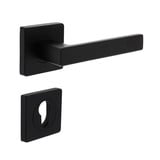 Intersteel Door handle Hera on rosette + profile cylinder plates - matt black - Intersteel
