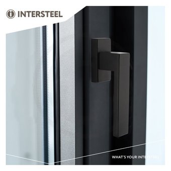 Intersteel Window handle Amsterdam on rectangular rosette stainless steel black mat from Intersteel