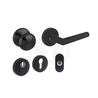Intersteel Basic Front door set security fitting SKG*** round rosette with core pull protection Intersteel