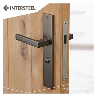 Intersteel Door handle Hera with toilet lock / bathroom lock on shield in anthracite gray - Intersteel