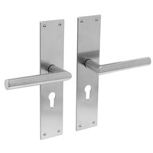 Intersteel Door handle Jura profile cylinder hole 55mm on shield brushed stainless steel Intersteel