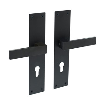 Intersteel Door handle Amsterdam profile cylinder hole 72mm on shield in matt black - Intersteel