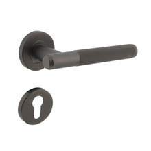 Intersteel Door handle Rombo on rosette + profile cylinder plates in stainless steel anthracite gray - Intersteel