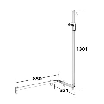 Keuco Shower handle with shower rod 850/531mm Right - Axess - Keuco