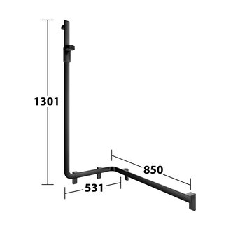 Keuco Douchegreep met douchestang 850/531mm Links - Axess Black - Keuco