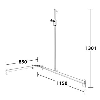 Keuco Shower handle with shower rod 850/1150mm Right - Axess - Keuco