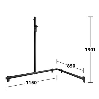 Keuco Douchegreep met douchestang 1150/850mm Links - Axess Black - Keuco