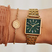 Violet Hamden Dawn square ladies watch gold coloured and green