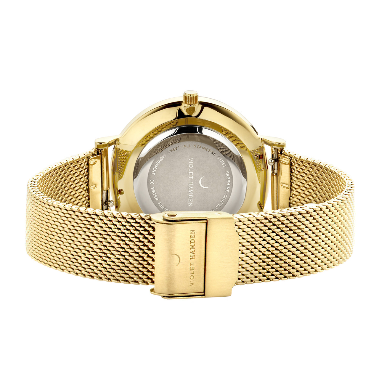 Day & Night round ladies watch gold coloured and white
