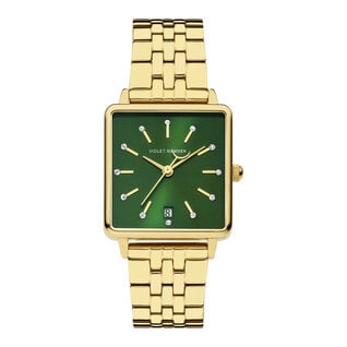 Violet Hamden Dawn square ladies watch gold coloured and green