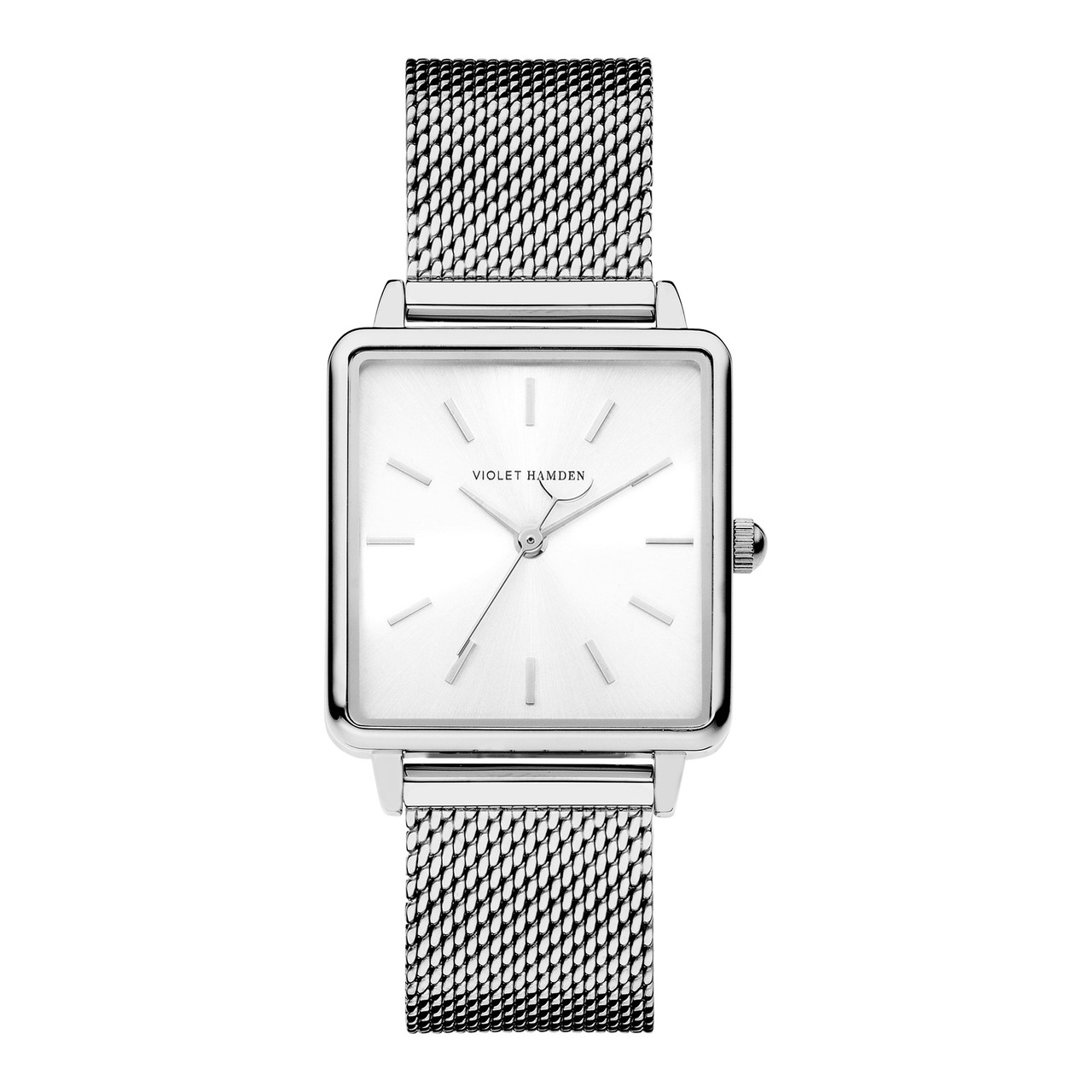 Violet Hamden - square ladies watch silver coloured and white VH09032