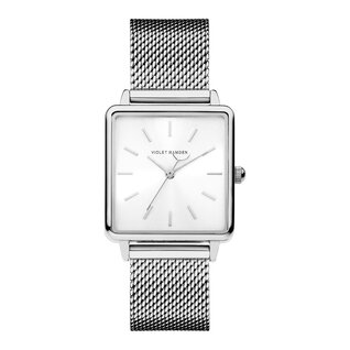 Violet Hamden Dawn Base montre carrée pour femme couleur argent y blanc