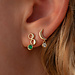 Violet Hamden Luna 925 sterling silver gold plated ear studs with green zirconia stone