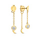 Violet Hamden Luna orecchini pendenti in argento sterling 925 placcati oro con pietra zircone bianca