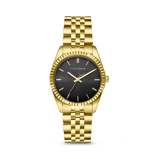 Violet Hamden Sunrise round ladies watch gold coloured and black