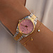 Violet Hamden Sunrise montre ronde pour femme couleur argent et or et rose