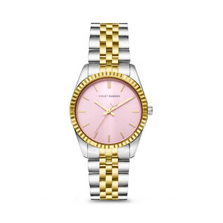 Violet Hamden Sunrise montre ronde pour femme couleur argent et or