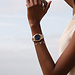 Violet Hamden Sunrise montre ronde pour femme couleur argent et or et bleu