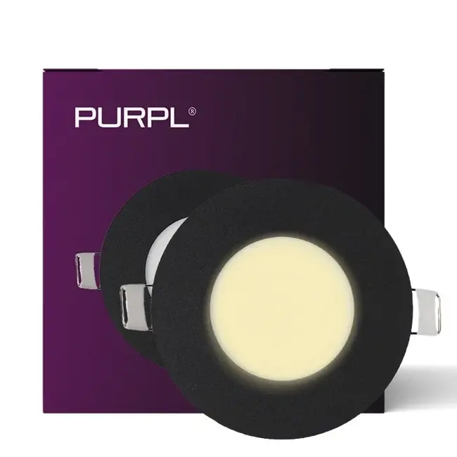 PURPL LED Downlight - ø85mm - 3000K Varme Hvid - 3W - Rund - Indbygget - Sort
