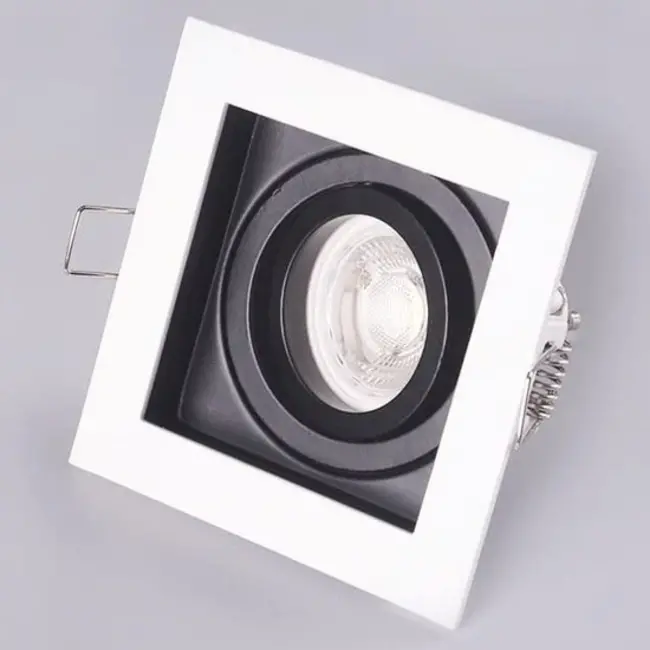 PURPL LED GU10 armatur sort-hvid indbygningsarmatur sort-hvid firkantet IP20 inkl. lampeholder