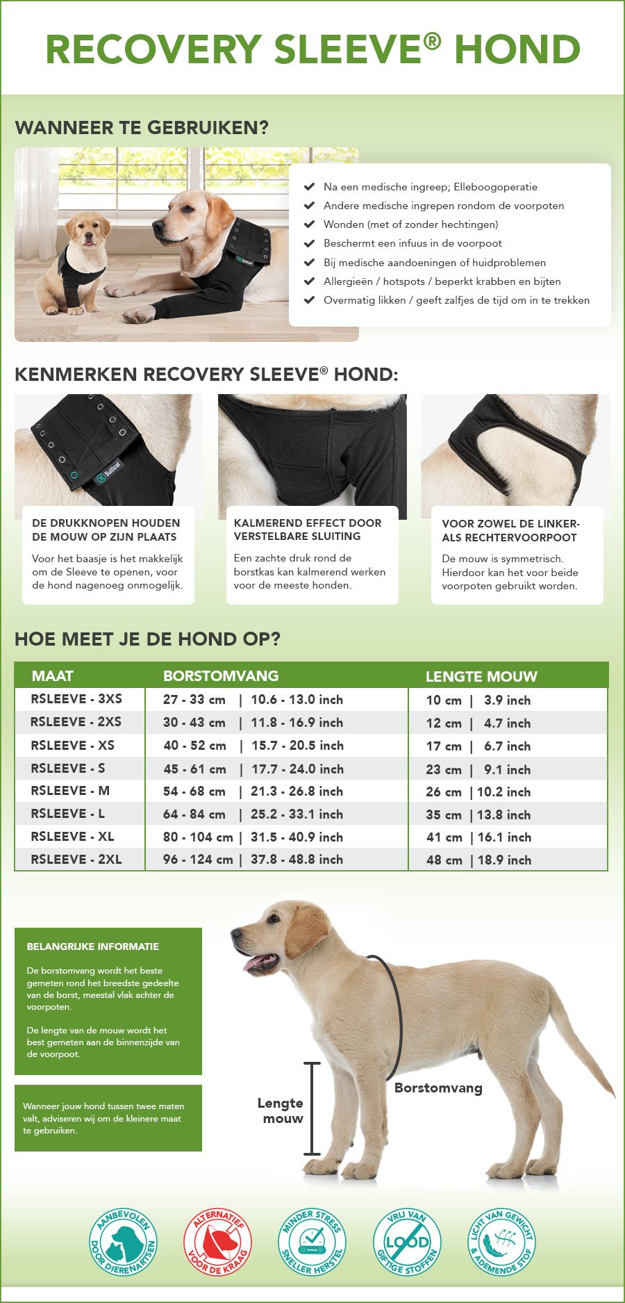 Informatie Recovery Sleeve dog