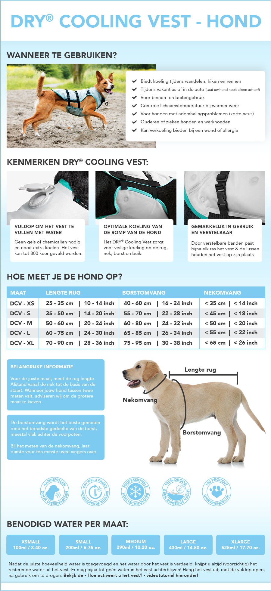 Informatie Dry cooling Vest Hond