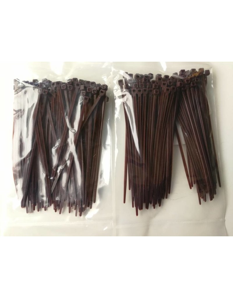 SkirmShop Brown Nylon Plastic Cable Tie wraps 200 pieces