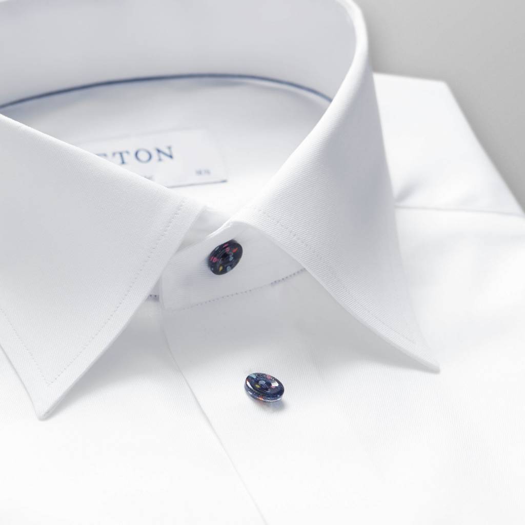 Eton Signature Twill with Multi-dotted Button