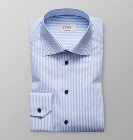 Eton Candy Stripe Poplin with Navy Button