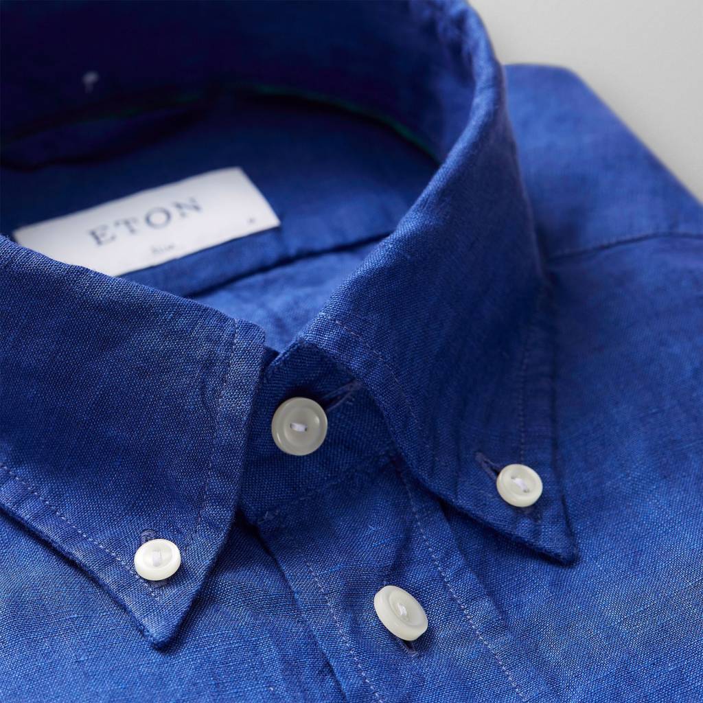 Eton Long Sleeved Blue Linen shirt