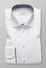 Eton White twill shirt with trim detail