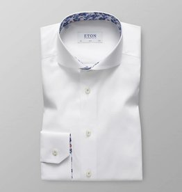 Eton Slim fit White Twill Shirt with Floral detail