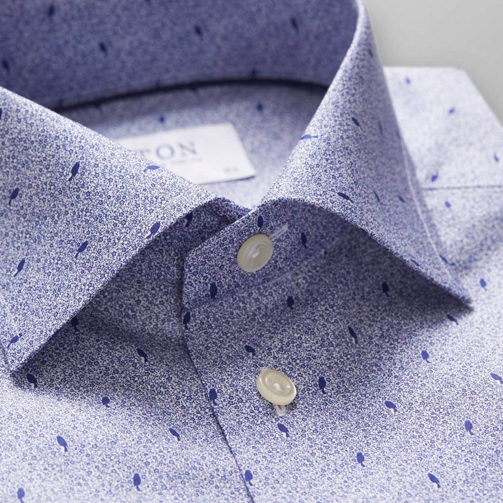 Eton Woven poplin with perched bird print