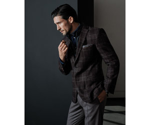 Carl Gross Barberis wool silk brown check