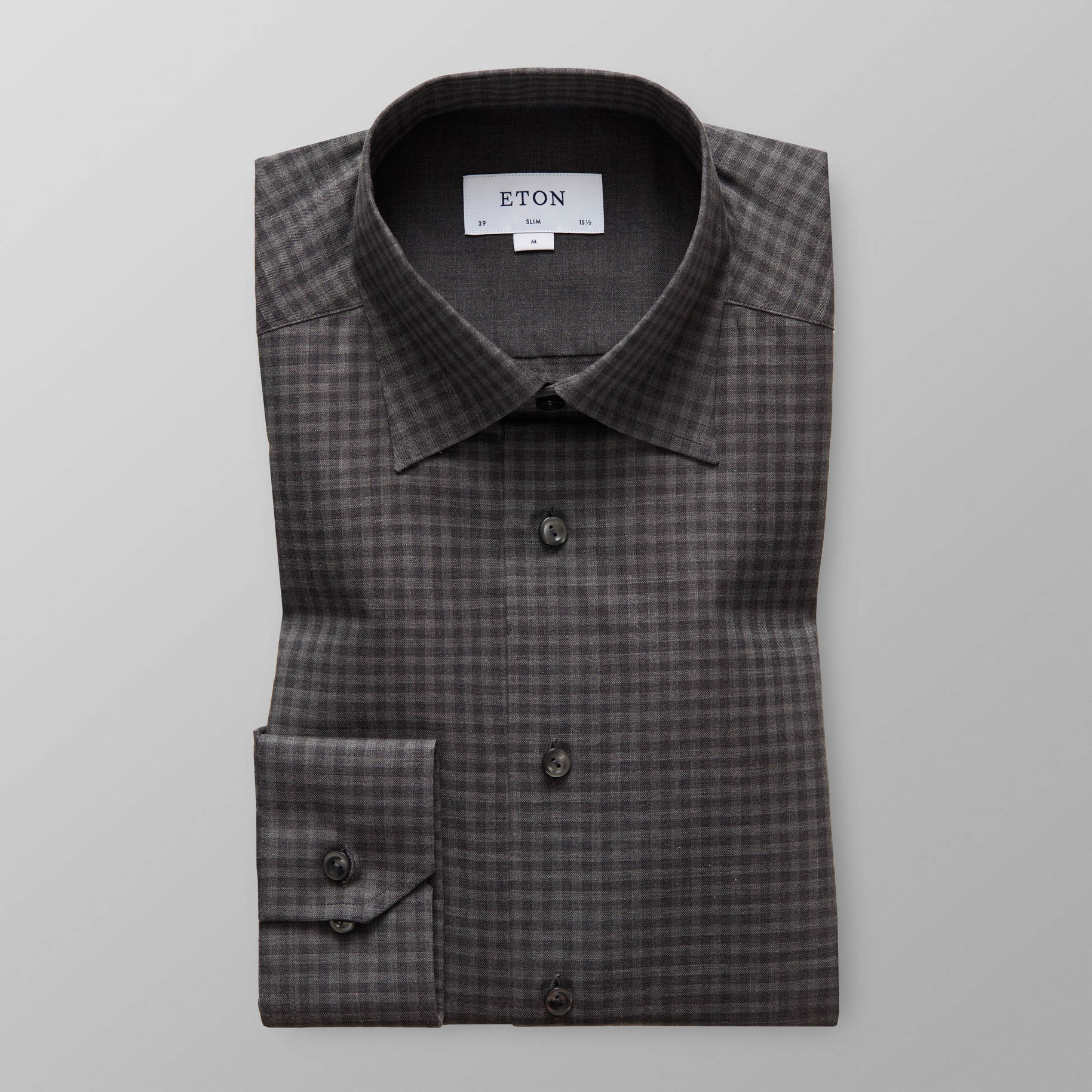 Eton Checked Fine twill with charcoal button