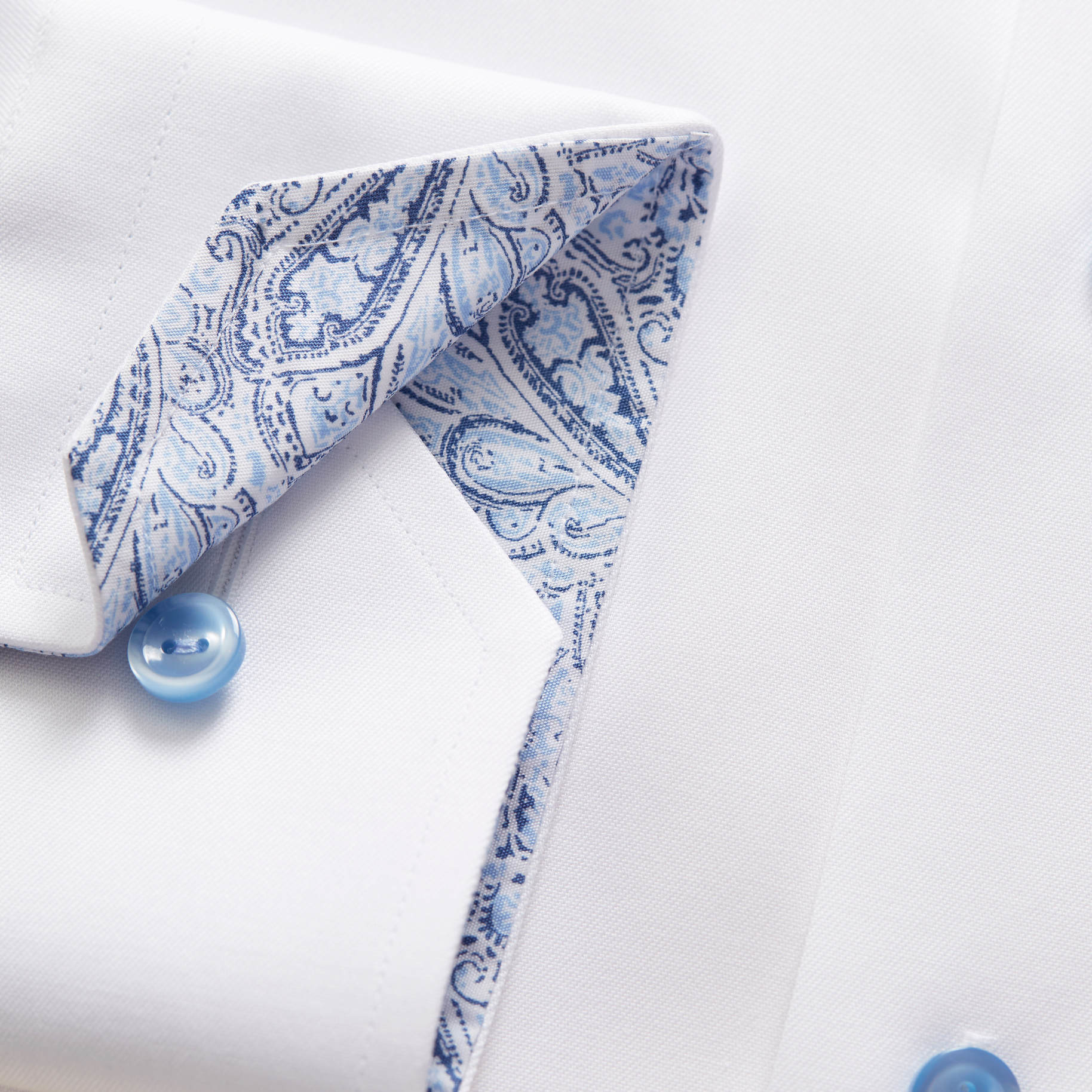 Eton Paisley trim blue button white