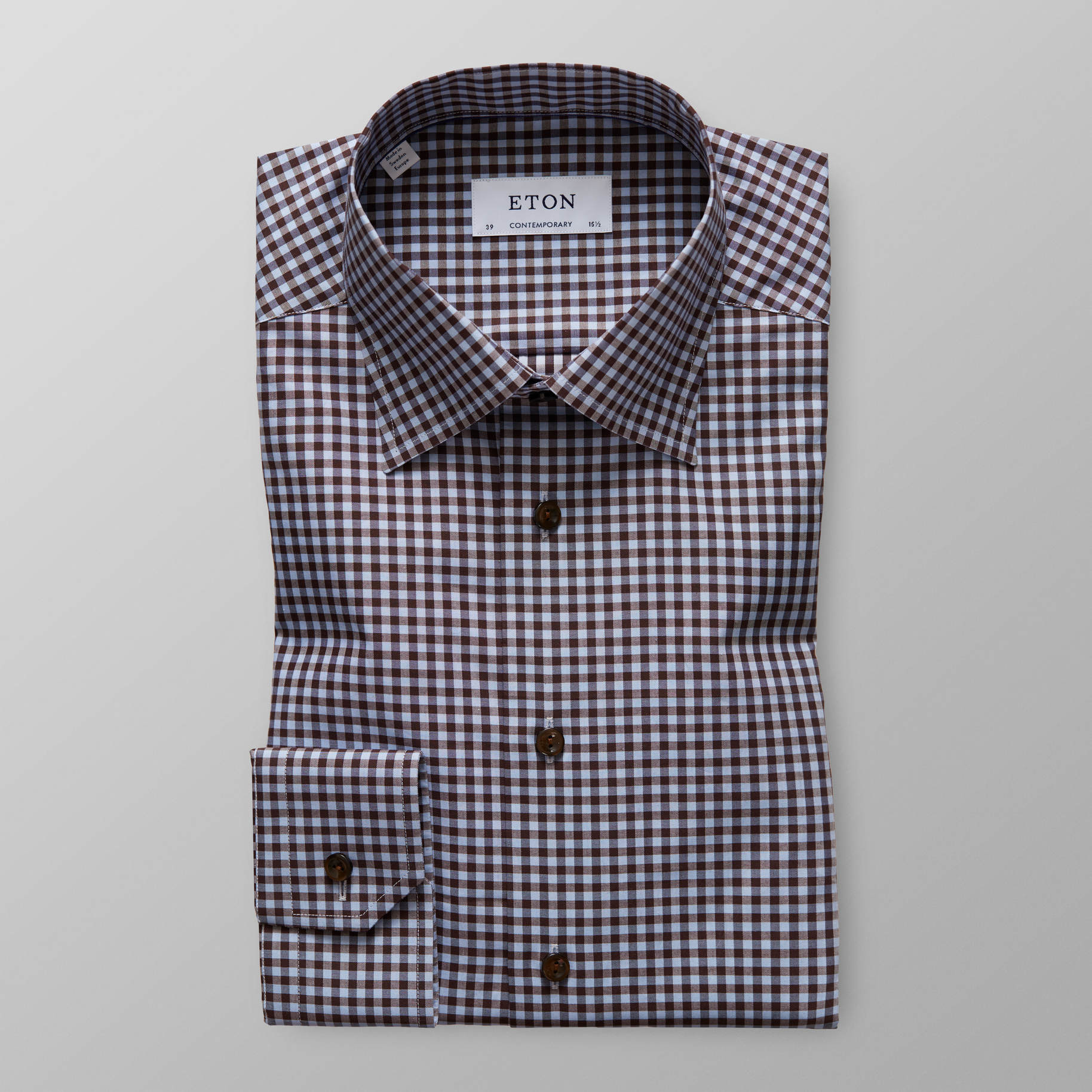 Eton Gingham with button under & contrast button