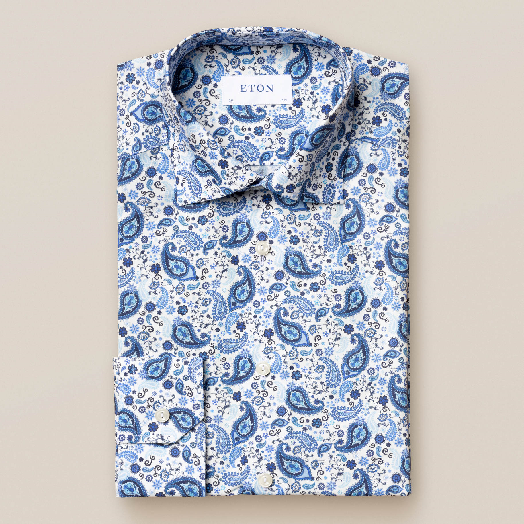 Eton Poplin with Bold Paisley Print