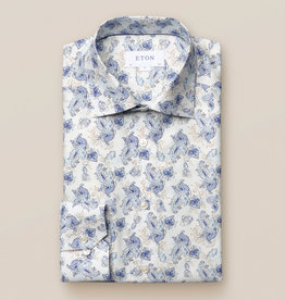 Eton Lightweight Flannel Blue Lotus Print