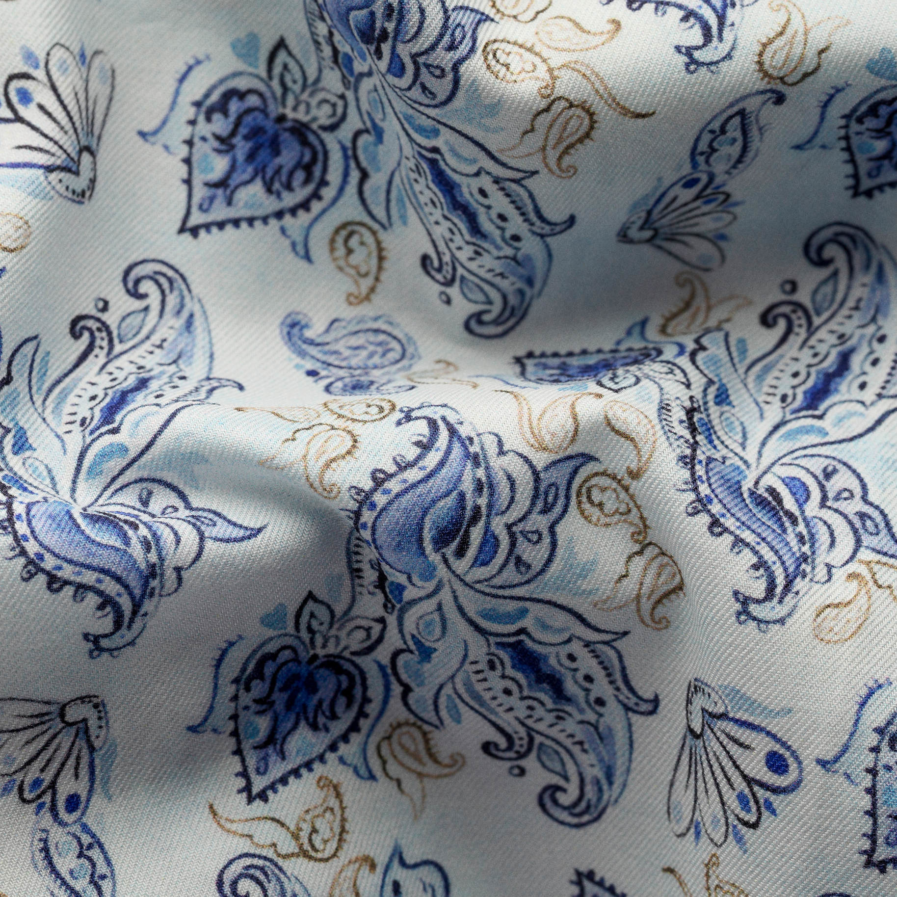 Eton Lightweight Flannel Blue Lotus Print