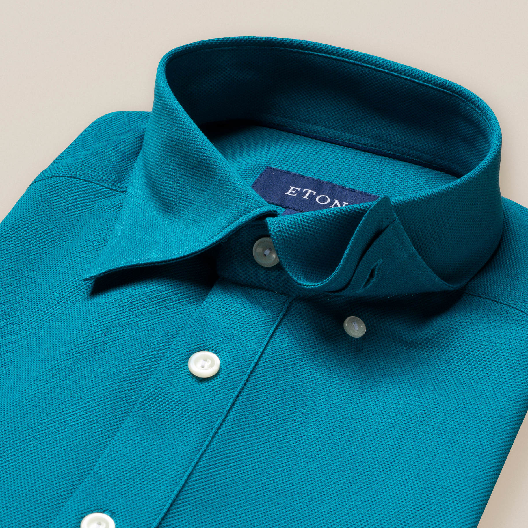 Eton Luxury Pique Button Under Polo Shirt