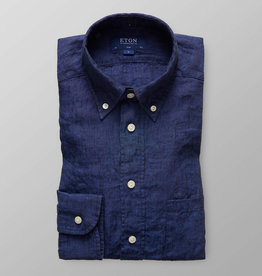 Eton Dark Blue Linen button down