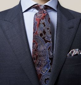 Brown Geometric Silk Linen Tie - Eton