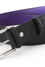 Robert Charles Black leather belt with Purple lining