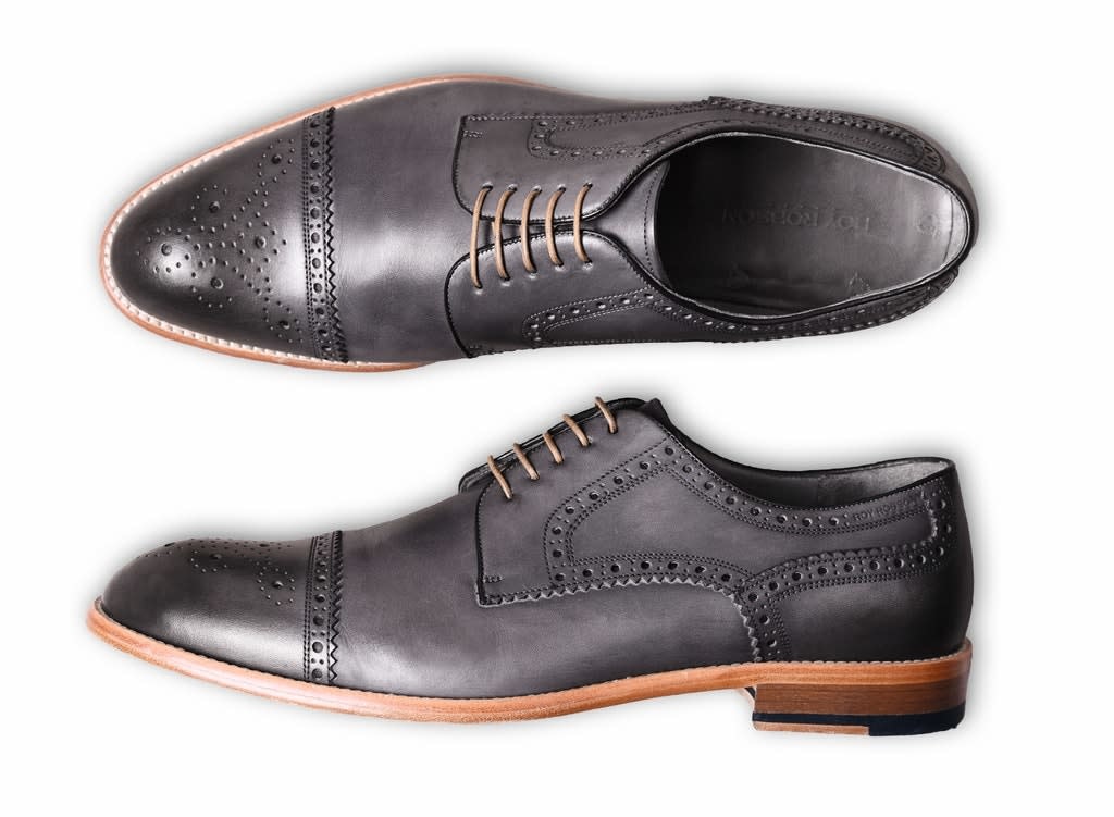 Roy Robson Charcoal Cap Toe Derby Shoe