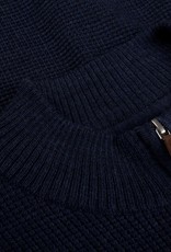 Stenstroms Blue Merino Textured Zip Cardigan