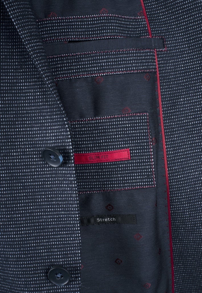 Roy Robson Navy Cotton/Wool Pin Dot jacket - Slim
