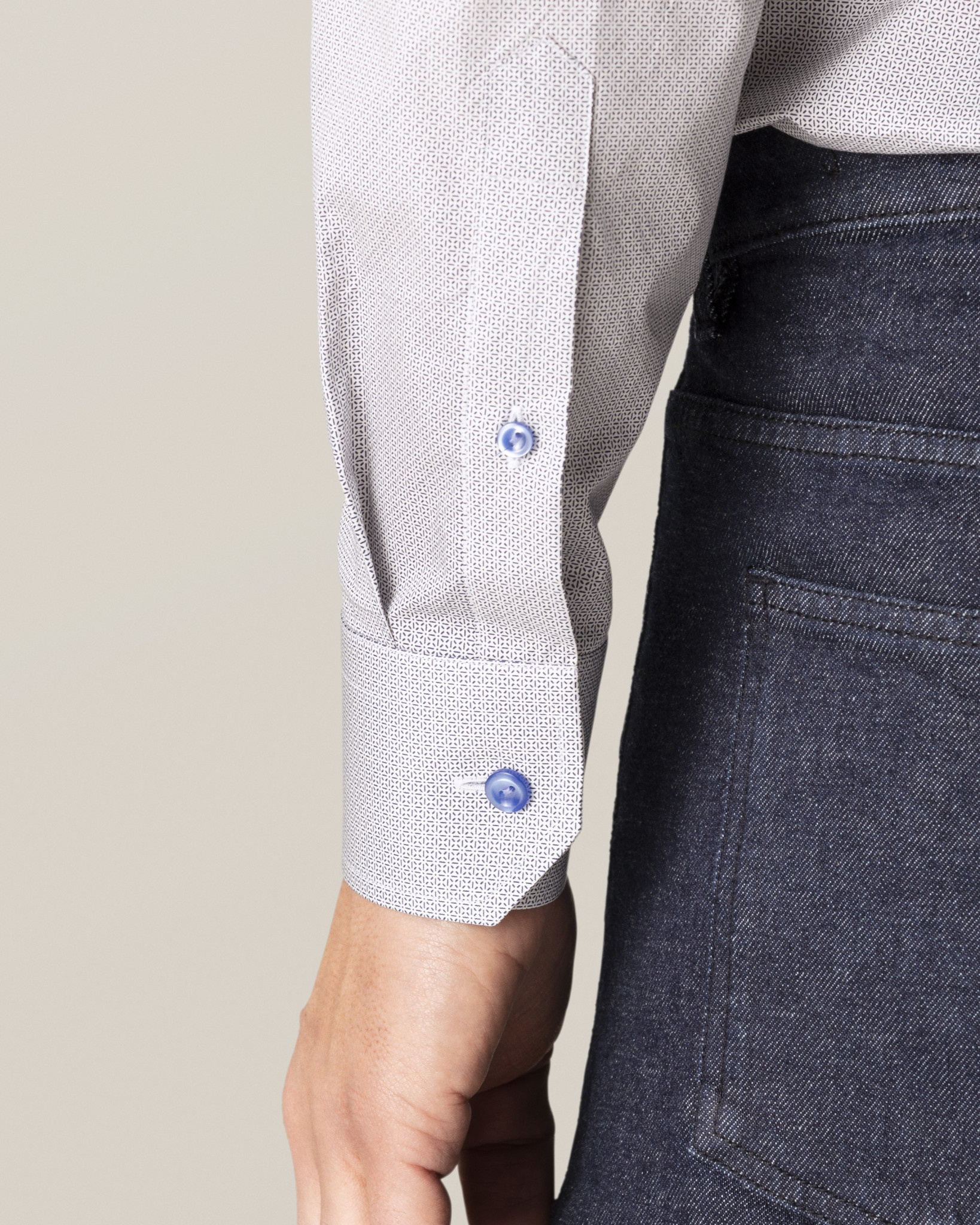 Eton Blue Micro Pattern fine twill shirt